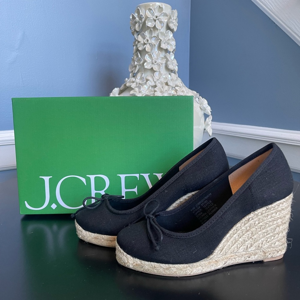 J. Crew Women's Black Espadrille Wedge Shoes
